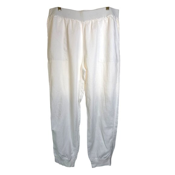 Faherty Arlie Day Jogger Pants Size XXXL Linen Tencel Blend White PullOn Pockets - Picture 1 of 9